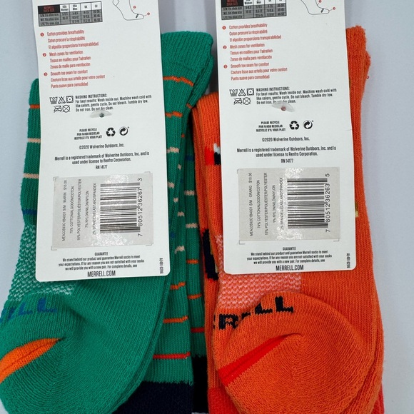 2 Pack Merrell Retro Cotton Crew Breathable Cotton Performance Socks Size S/M - Picture 5 of 6